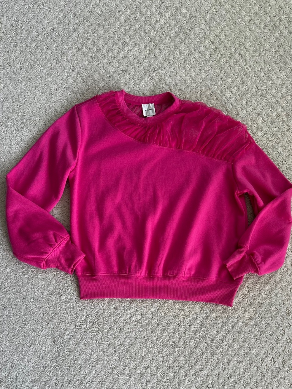 Maeve by Anthropologie Sheer-Shoulder Pullover Knit Top Pink XS Playful Sexy